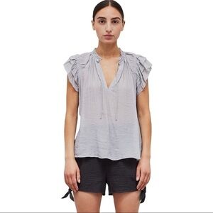 GRADE & Gather blue mist tiered ruffle sleeve blouse